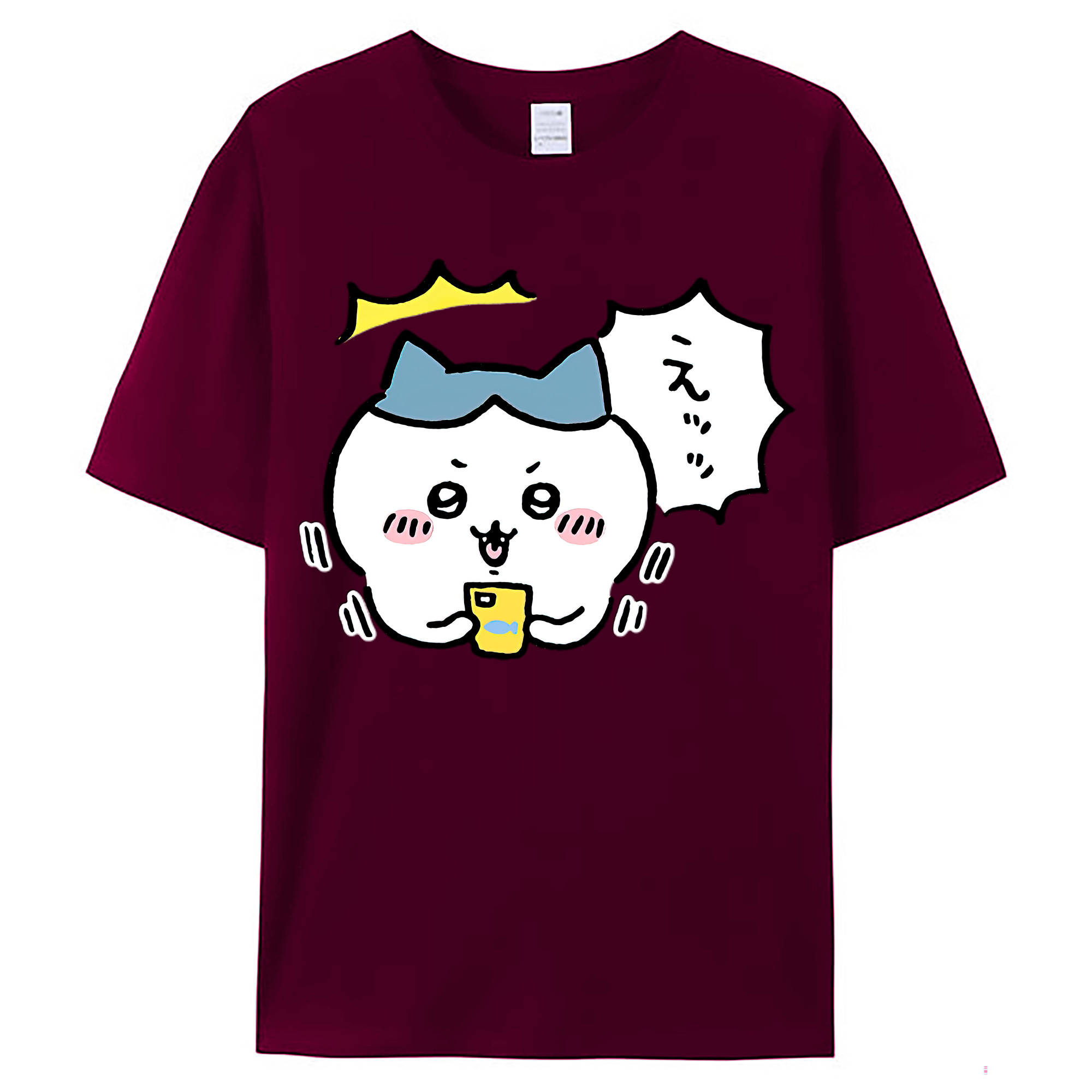 （画像用） ちいかわ ハチワレ Chii-kawa hachiware レディースカジュアルプリントTシャツ（綿100％）